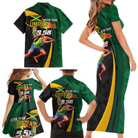Jamaican Pride Family Matching Short Sleeve Bodycon Dress and Hawaiian Shirt 9.58 Seconds-Faster Than Lightning - Wonder Print Shop