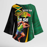 Jamaican Pride Kimono Sleeve Blouse 9.58 Seconds-Faster Than Lightning - Wonder Print Shop