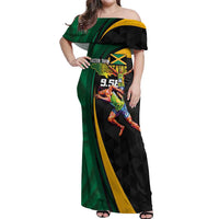Jamaican Pride Off Shoulder Maxi Dress 9.58 Seconds-Faster Than Lightning - Wonder Print Shop