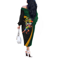 Jamaican Pride Off The Shoulder Long Sleeve Dress 9.58 Seconds-Faster Than Lightning - Wonder Print Shop