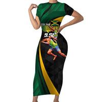Jamaican Pride Short Sleeve Bodycon Dress 9.58 Seconds-Faster Than Lightning - Wonder Print Shop