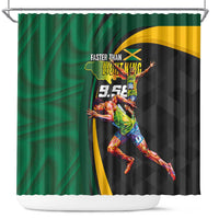 Jamaican Pride Shower Curtain 9.58 Seconds-Faster Than Lightning - Wonder Print Shop
