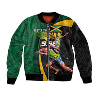 Jamaican Pride Sleeve Zip Bomber Jacket 9.58 Seconds-Faster Than Lightning - Wonder Print Shop