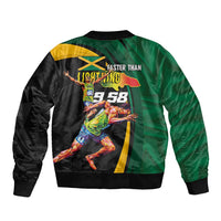 Jamaican Pride Sleeve Zip Bomber Jacket 9.58 Seconds-Faster Than Lightning - Wonder Print Shop