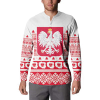 Polish Christmas Button Sweatshirt - Poland Emblem and Lachy Sadeckie Pattern - Wonder Print Shop