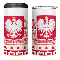 Polish Christmas 4 in 1 Can Cooler Tumbler Poland Emblem and Lachy Sadeckie Pattern - Wonder Print Shop
