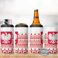 Polish Christmas 4 in 1 Can Cooler Tumbler Poland Emblem and Lachy Sadeckie Pattern - Wonder Print Shop
