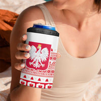 Polish Christmas 4 in 1 Can Cooler Tumbler Poland Emblem and Lachy Sadeckie Pattern - Wonder Print Shop