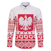 Polish Christmas Family Matching Off The Shoulder Long Sleeve Dress and Hawaiian Shirt - Poland Emblem and Lachy Sadeckie Pattern - Wonder Print Shop