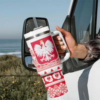 Polish Christmas Tumbler With Handle Poland Emblem and Lachy Sadeckie Pattern - Wonder Print Shop