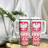 Polish Christmas Tumbler With Handle Poland Emblem and Lachy Sadeckie Pattern - Wonder Print Shop