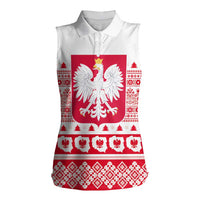 Polish Christmas Women Sleeveless Polo Shirt - Poland Emblem and Lachy Sadeckie Pattern - Wonder Print Shop