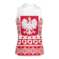 Polish Christmas Women Sleeveless Polo Shirt - Poland Emblem and Lachy Sadeckie Pattern - Wonder Print Shop