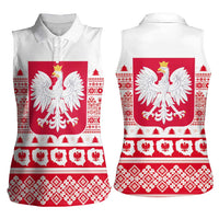 Polish Christmas Women Sleeveless Polo Shirt - Poland Emblem and Lachy Sadeckie Pattern - Wonder Print Shop