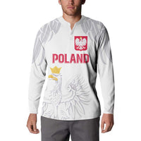 Custom Polish Football Jersey Button Sweatshirt Polska Eagle Athletic Soccer - Wonder Print Shop