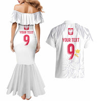 Custom Polish Football Jersey Couples Matching Mermaid Dress and Hawaiian Shirt Polska Eagle Athletic Soccer - Wonder Print Shop