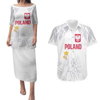 Custom Polish Football Jersey Couples Matching Puletasi and Hawaiian Shirt Polska Eagle Athletic Soccer - Wonder Print Shop