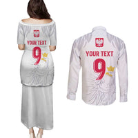 Custom Polish Football Jersey Couples Matching Puletasi and Long Sleeve Button Shirt Polska Eagle Athletic Soccer - Wonder Print Shop