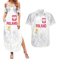Custom Polish Football Jersey Couples Matching Summer Maxi Dress and Hawaiian Shirt Polska Eagle Athletic Soccer - Wonder Print Shop