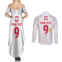 Custom Polish Football Jersey Couples Matching Summer Maxi Dress and Long Sleeve Button Shirt Polska Eagle Athletic Soccer - Wonder Print Shop