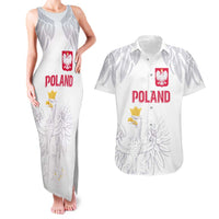 Custom Polish Football Jersey Couples Matching Tank Maxi Dress and Hawaiian Shirt Polska Eagle Athletic Soccer - Wonder Print Shop