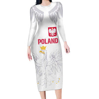Custom Polish Football Jersey Family Matching Long Sleeve Bodycon Dress and Hawaiian Shirt Polska Eagle Athletic Soccer - Wonder Print Shop