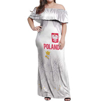Custom Polish Football Jersey Off Shoulder Maxi Dress Polska Eagle Athletic Soccer - Wonder Print Shop