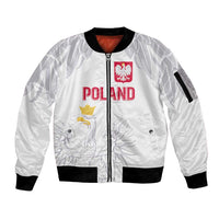 Custom Polish Football Jersey Sleeve Zip Bomber Jacket Polska Eagle Athletic Soccer - Wonder Print Shop