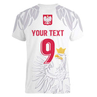 Custom Polish Football Jersey Women V-Neck T-Shirt Polska Eagle Athletic Soccer - Wonder Print Shop