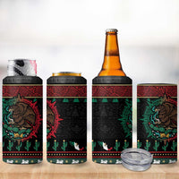 Mexican Christmas 4 in 1 Can Cooler Tumbler Feliz Navidad Aztec Eagle Emblem and Poinsettia - Wonder Print Shop