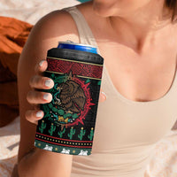 Mexican Christmas 4 in 1 Can Cooler Tumbler Feliz Navidad Aztec Eagle Emblem and Poinsettia - Wonder Print Shop