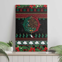 Mexican Christmas Canvas Wall Art Feliz Navidad Aztec Eagle Emblem and Poinsettia - Wonder Print Shop