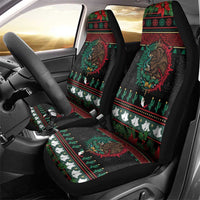 Mexican Christmas Car Seat Cover Feliz Navidad Aztec Eagle Emblem and Poinsettia - Wonder Print Shop