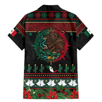 Mexican Christmas Family Matching Mermaid Dress and Hawaiian Shirt Feliz Navidad Aztec Eagle Emblem and Poinsettia - Wonder Print Shop