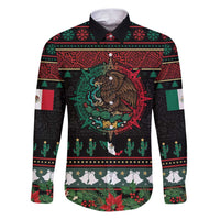 Mexican Christmas Family Matching Puletasi and Hawaiian Shirt Feliz Navidad Aztec Eagle Emblem and Poinsettia - Wonder Print Shop