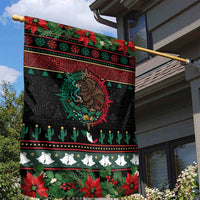 Mexican Christmas Garden Flag Feliz Navidad Aztec Eagle Emblem and Poinsettia - Wonder Print Shop