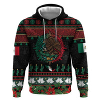 Mexican Christmas Hoodie Feliz Navidad Aztec Eagle Emblem and Poinsettia - Wonder Print Shop