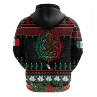 Mexican Christmas Hoodie Feliz Navidad Aztec Eagle Emblem and Poinsettia - Wonder Print Shop