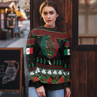 Mexican Christmas Ugly Christmas Sweater Feliz Navidad Aztec Eagle Emblem and Poinsettia - Wonder Print Shop