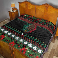 Mexican Christmas Quilt Feliz Navidad Aztec Eagle Emblem and Poinsettia - Wonder Print Shop