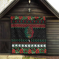 Mexican Christmas Quilt Feliz Navidad Aztec Eagle Emblem and Poinsettia - Wonder Print Shop