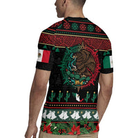 Mexican Christmas Rugby Jersey Feliz Navidad Aztec Eagle Emblem and Poinsettia - Wonder Print Shop
