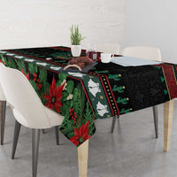 Mexican Christmas Tablecloth Feliz Navidad Aztec Eagle Emblem and Poinsettia - Wonder Print Shop