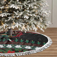 Mexican Christmas Tree Skirt Feliz Navidad Aztec Eagle Emblem and Poinsettia - Wonder Print Shop
