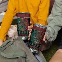 Mexican Christmas Tumbler Cup Feliz Navidad Aztec Eagle Emblem and Poinsettia - Wonder Print Shop