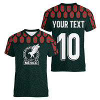 Custom Mexican Football Jersey Special Edition 2024 Women V-Neck T-Shirt - Wonder Print Shop