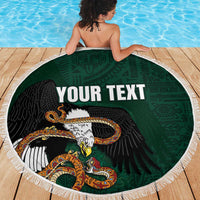Personalized Mexican Culture Beach Blanket Aztec Spirit Mexico with Eagle Emblem and Maya Ancient - Wonder Print Shop