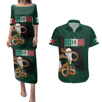 Personalized Mexican Culture Couples Matching Puletasi and Hawaiian Shirt Aztec Spirit Mexico with Eagle Emblem and Maya Ancient - Wonder Print Shop
