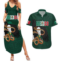 Personalized Mexican Culture Couples Matching Summer Maxi Dress and Hawaiian Shirt Aztec Spirit Mexico with Eagle Emblem and Maya Ancient - Wonder Print Shop
