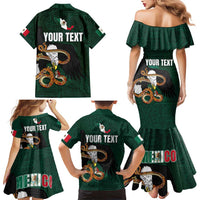 Personalized Mexican Culture Family Matching Mermaid Dress and Hawaiian Shirt Aztec Spirit Mexico with Eagle Emblem and Maya Ancient - Wonder Print Shop